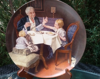 Norman Rockwell's Limited Edition Plate Number 16897G Of "The Gourmet" Noveno en la colección Rockwell Heritage Made By Knowles China 1980s
