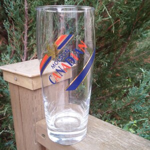 Molson Canadian Beer Glass, Barware Glass, Drinking Glass, Red, Blue, Gold Label Pint Glass, Collectible Barware, Barware Decor Molson Glass