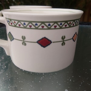 Set Of Two Mikasa &quot;Durango&quot; Pattern Discontinued 1995 Coffee Or Tea Cups, Vintage Coffee Mugs, Tea Mugs, Geometric Pattern, Cabinet Decor