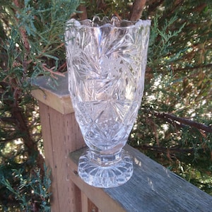 Vintage Lead Crystal Small Pinwheel Crystal Vase, Vintage Glassware, 7&quot; Tall Glass Crystal Vase