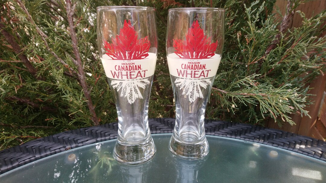 Molson Canadian Wheat Beer Two Glasses, Collectible Barware, Pint
