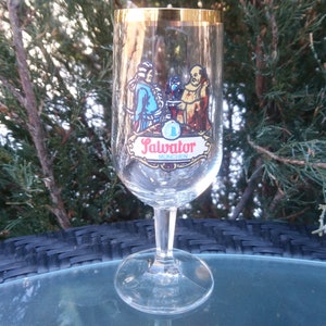 Salvator Munchen Vintage 1960s-1970s Collectible Barware Glass, European Barware, Pint Glass, Tulip Stemmed Barware, Collectible Glassware