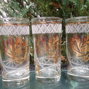 Juego de cristalería Dominion de tres vasos para beber, vasos para bar, esmerilados, decoración dorada, vasos para agua, vasos para bebidas o bebidas mixtas