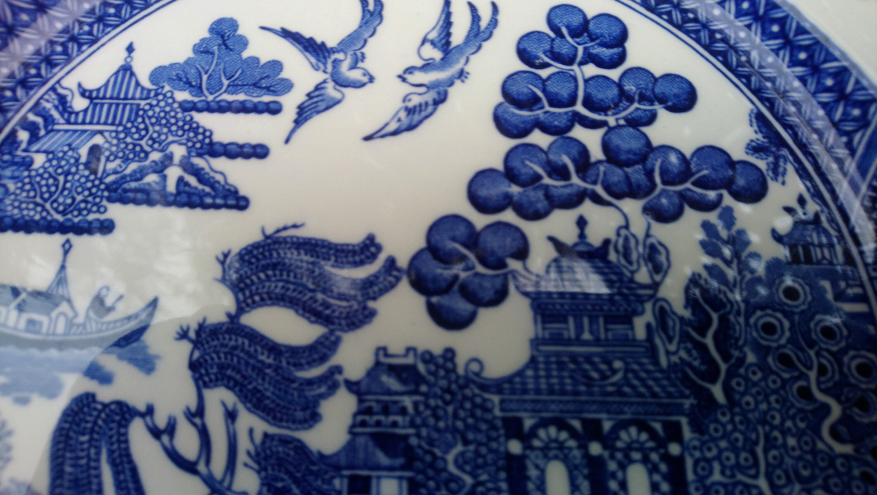 ジョンソン ブラザーズ、ブルー ウィロー、ディナー プレート 2 枚