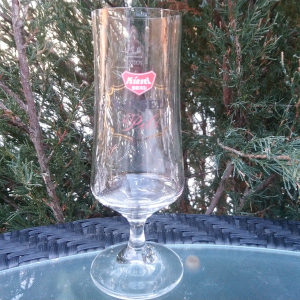 Vintage Kiesel Brau, Kiesel Pils Collectible Stemmed Beer Glass, Pint Glass, Barware Glass, European Barware, German Beer Glass, Pils