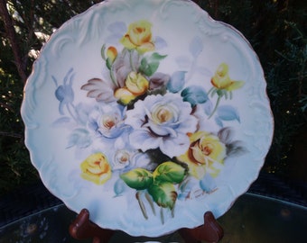Misty Rose N&co. Japan 1950s Hand Painted Collector's Plate, Set