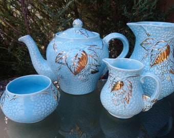 Wade Potteryset jaren 50 theepot, suikerpot, melkkan en kan