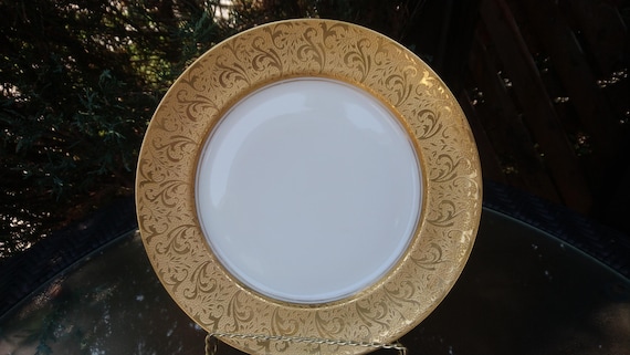 リモージュ フランス ディナープレート 1枚、金彩装飾、磁器、10.5