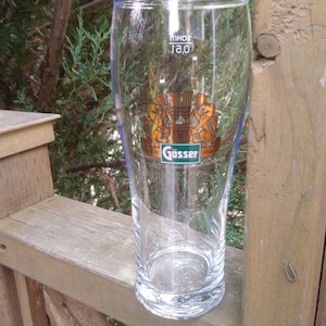 Gosser Beer Glass, Austrian .5L Collectible Barware Glass, Drinking Glass