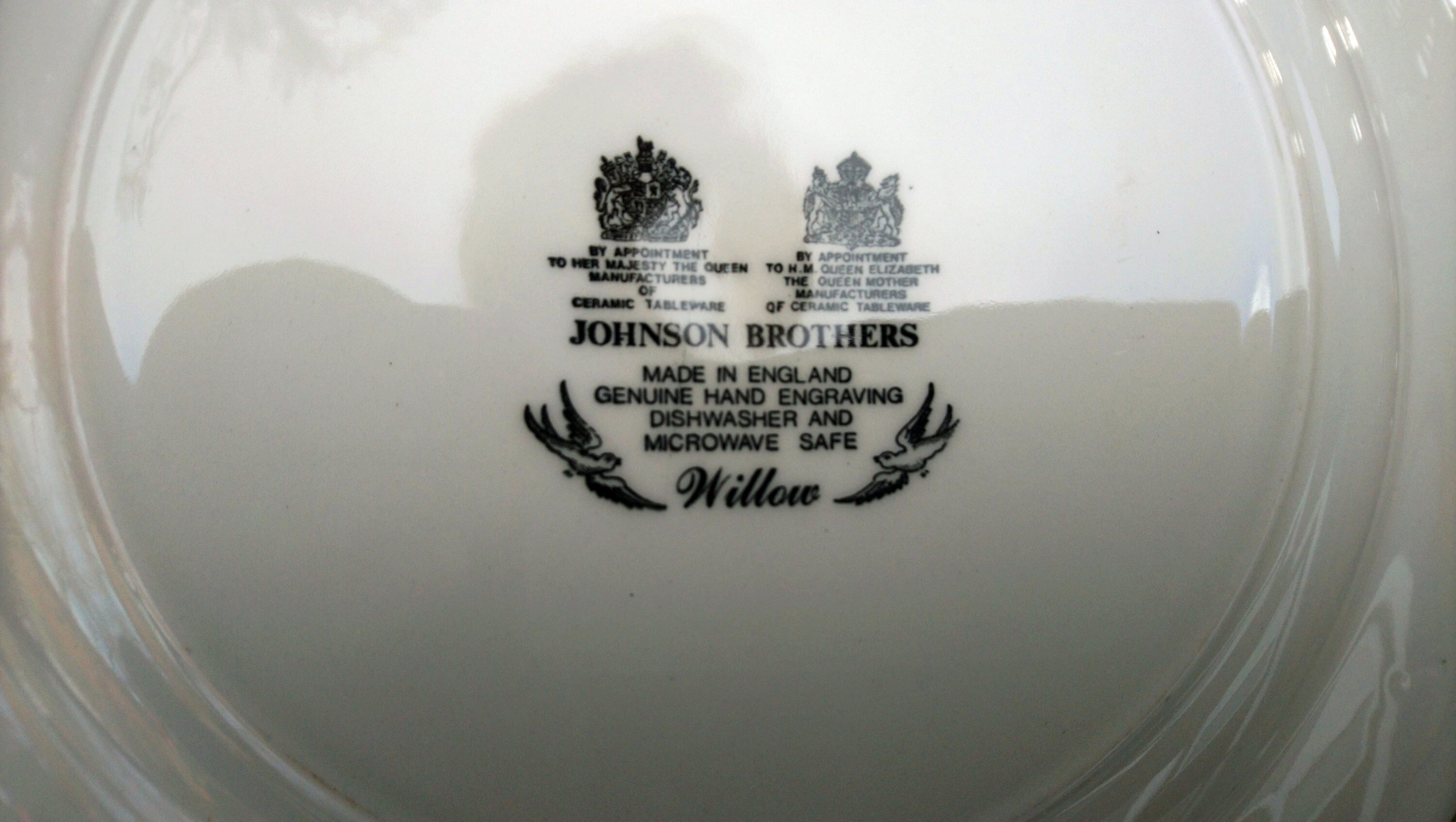 ジョンソン ブラザーズ、ブルー ウィロー、ディナー プレート 2 枚