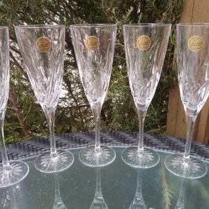 Cristal d&#39;Arques France, Lead Crystal Champagne Flutes, Crystal Barware Glasses, Elegant Barware Cut Glass, Stemware, Set Of Five