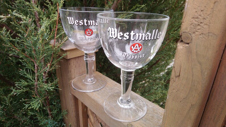 Set Of Two Westmalle Trappist Beer A surprise Purchase price is realized Belgia Glasses Chalice