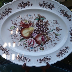 Vintage Eingestellt 1960-1965, Johnson Brothers Windsor Ware, Windsor Obst, Große Servierplatte, Servierplatte, Obst mit Blumen Deco