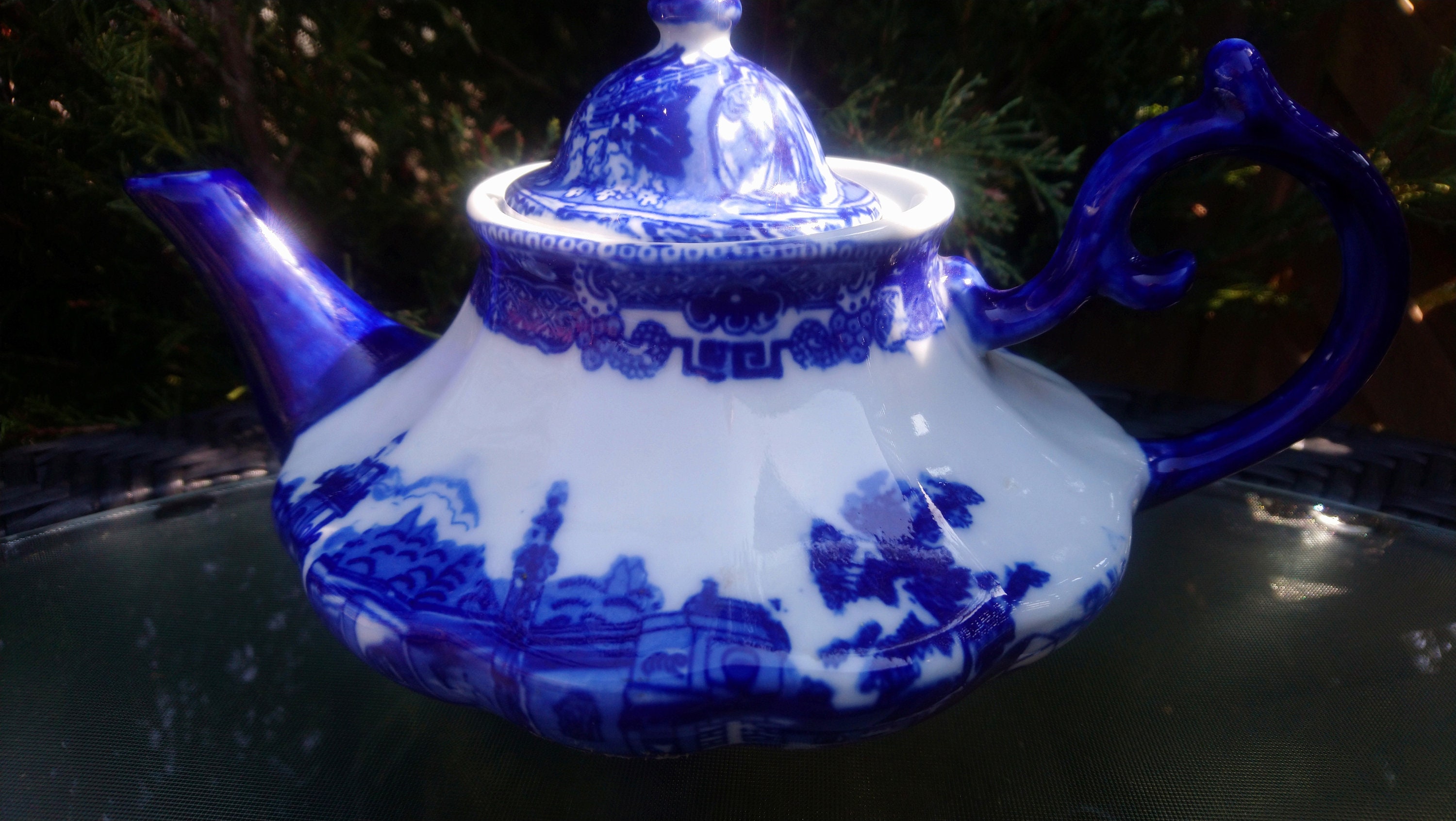 Victoria Ware Ironstone Flow Blue Teapot Vintage Winter Etsy Canada