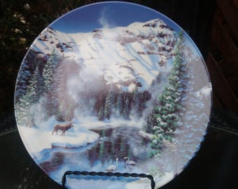W.J. George Collector's Plate, Nature's Legacy Collection, "Winter Peace In Yellowstone Park" By Jean Sias, 1991, Plate No. 401B