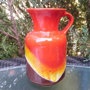 Jasba Keramik West German Pottery Collectible Mid Century Vase Or Jug Marked N 602 1214 Jasba, Drip Glaze Pottery, Vintage Jug, Table Vase