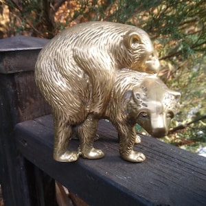 Vintage Brass Bears Figure, Mating Bears, Vintage Figurine, Collectible, Bear Hugging Figurine,