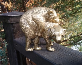 Vintage Messing Bären Figur, Paarung Bären, Vintage Figur, Sammlerstück, Bär umarmt Figur,