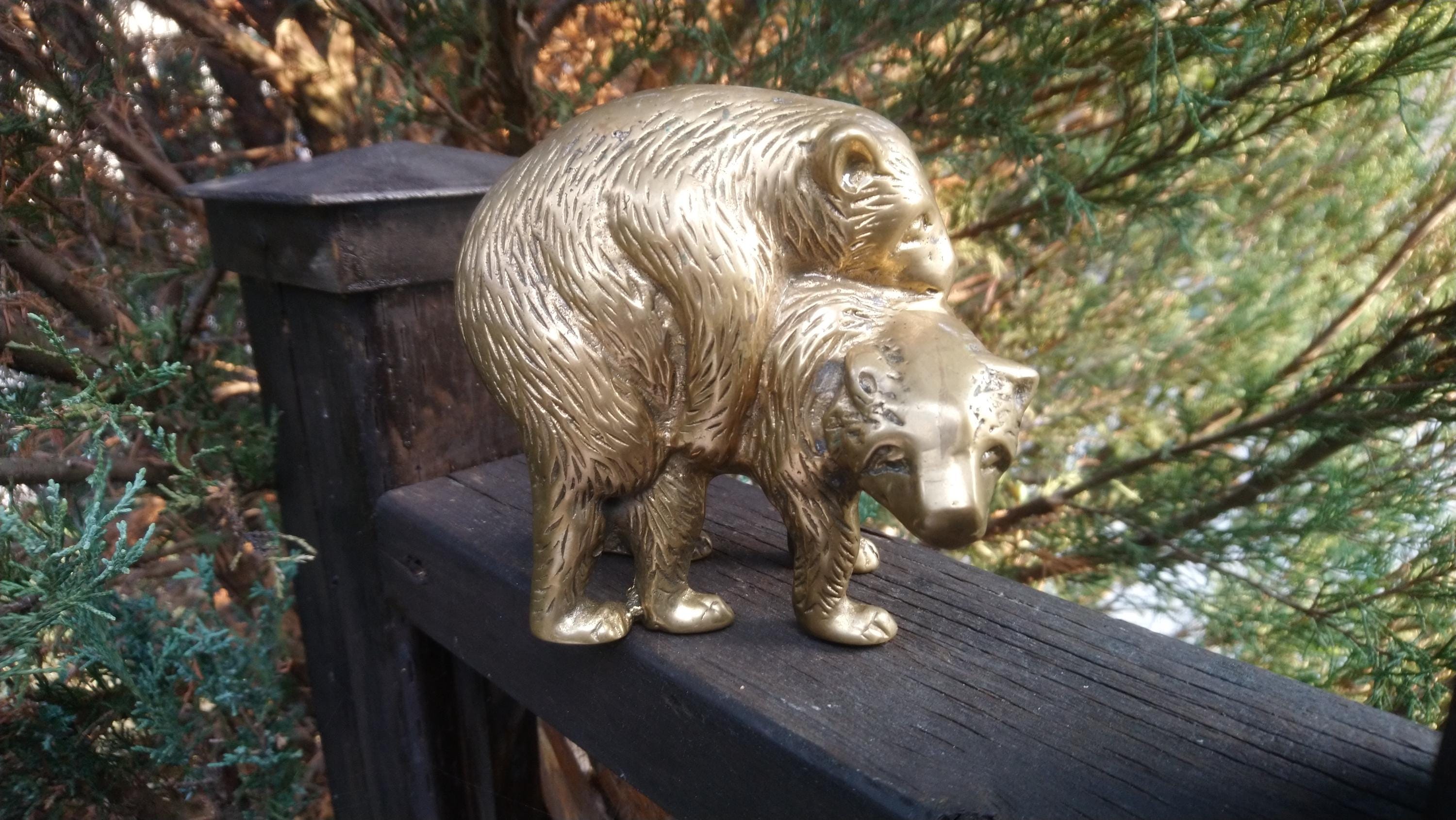 Vintage Brass Bears Figure, Mating Bears, Vintage Figurine