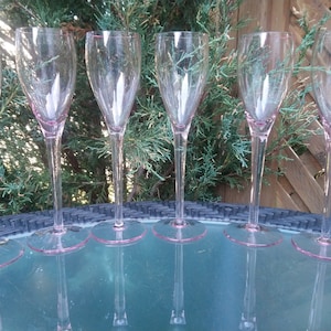 Pink Stemware Glasses, Drinking Glasses, Barware Glasses, Set Of Six