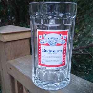 Vintage Budweiser Bierglaskrug, Bierkrug, Barware-Glas, Bierglas, Trinkglas, Sammlerstück, 0,5 Liter