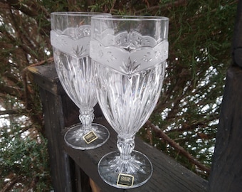 Oneida Crystal Glasses, Southern Garden Pattern, Set of Two