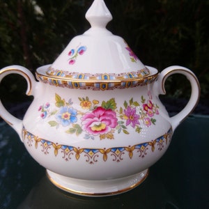 Vintage Royal Grafton Fine Bone China, Made In England, Malvern Pattern, Sugar Bowl With Lid, Vintage China, Collectible Porcelain image 1