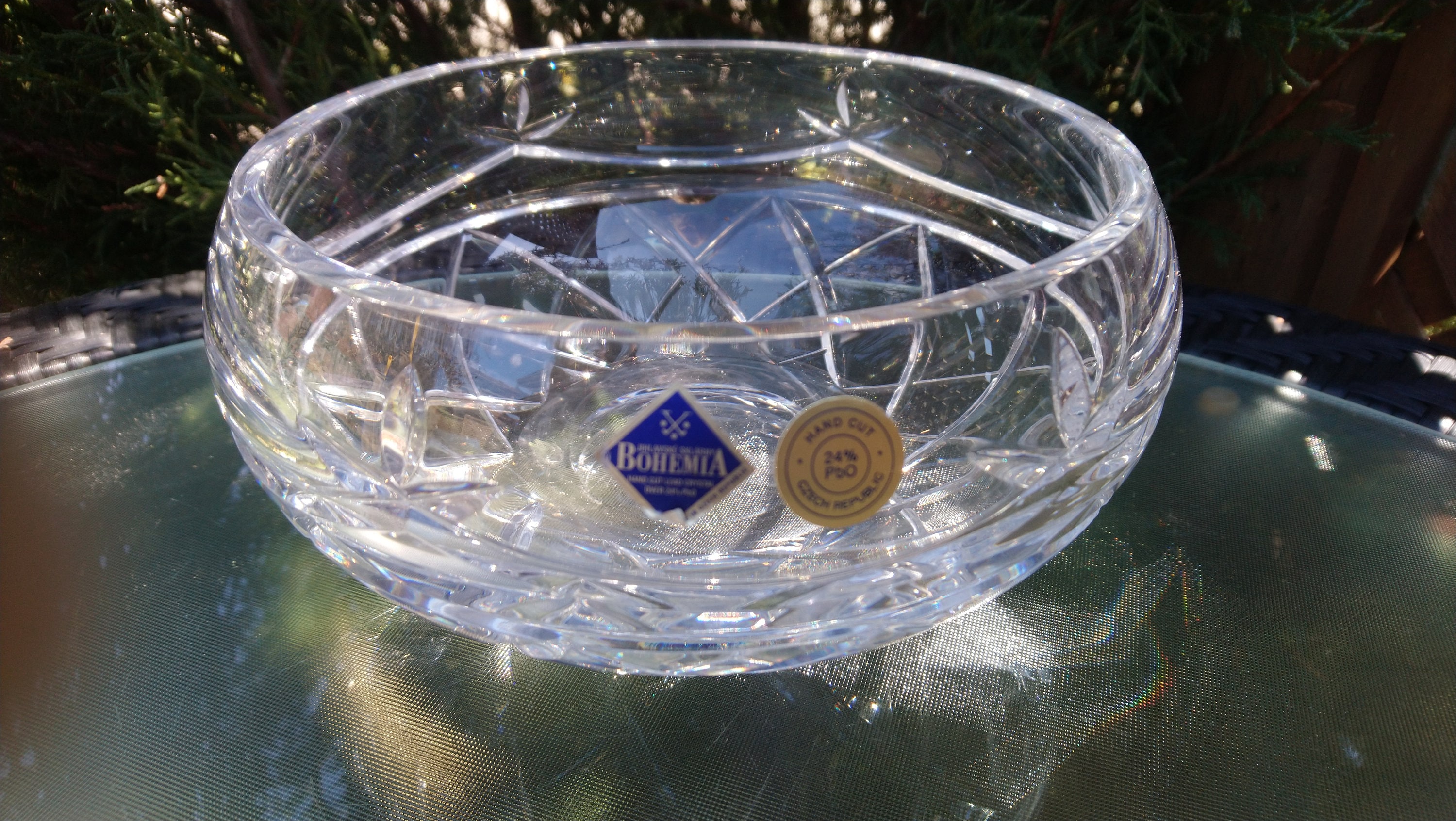 BOHEMIA HAND CUT LEAD CRYSTAL デキャンタ Bohemian Lead Crystal Bowl, Hand Cut, Czech Republic, Vintage