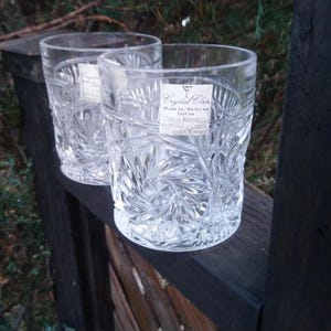 Crystal Glasses, Crystal Clear, Made In The Czech Republic, Barware Glasses, 12 Ounces, Labelled, Set Of Two