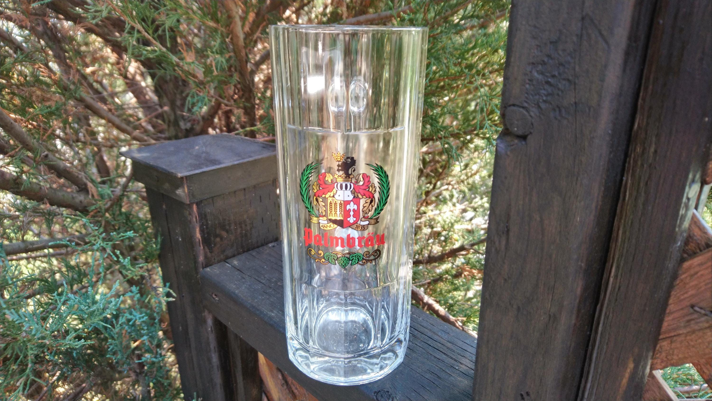 Palmbrau German Beer Glass Mug, Barware, Drinking Mug, Collectible, German Barware, .5L