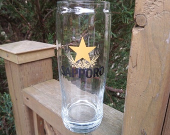 Sapporo Beer Glass, Japanese Beer Glass, Barware Glass 16 Ounces