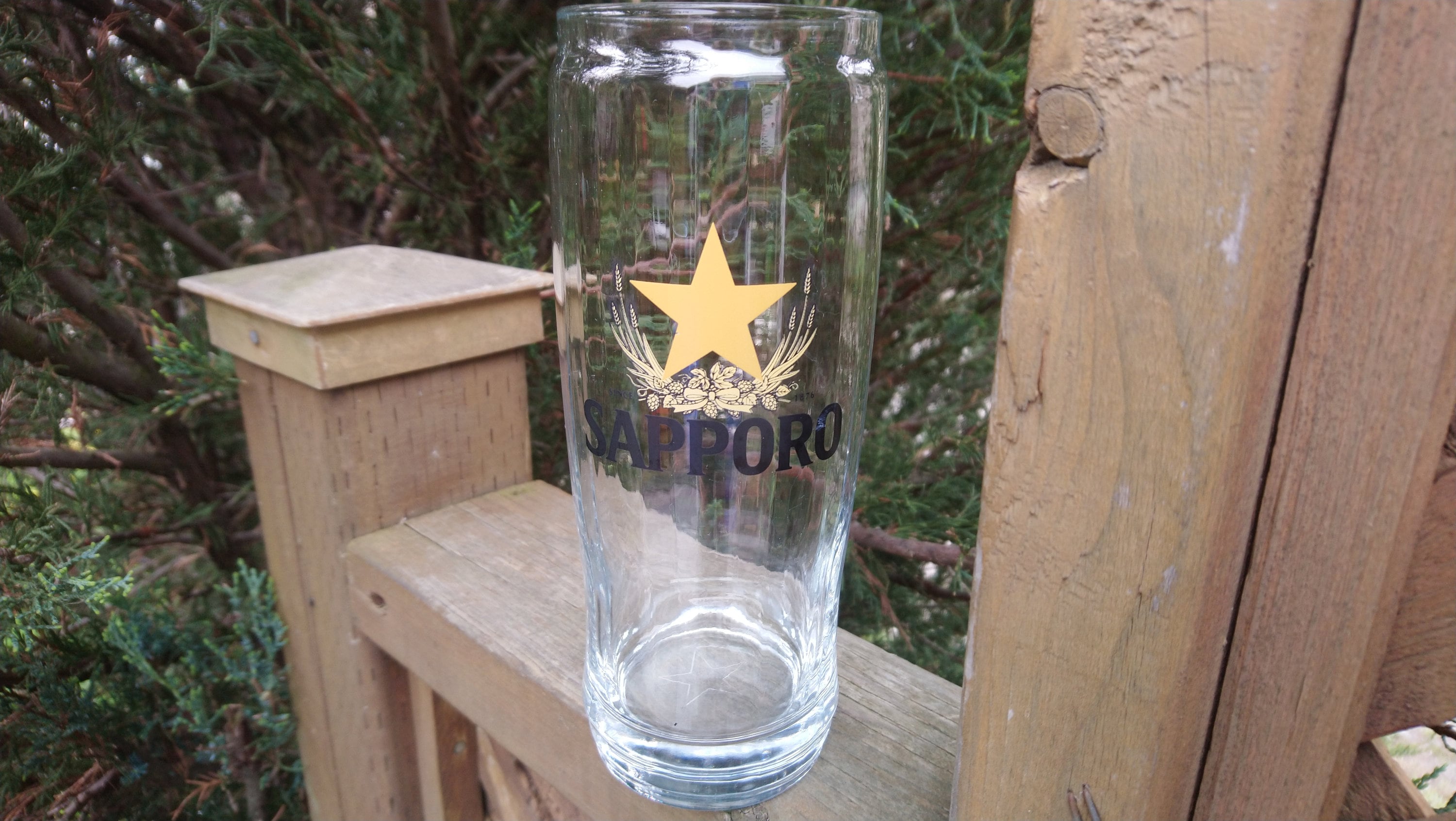 SAPPORO 木製ビールサーバー Sapporo Beer Glass, Japanese Beer Glass, Barware Glass 16 Ounces