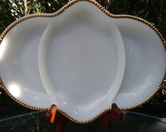 ヴィンテージ ファイヤーキング ミルクガラス レリッシュトレイ