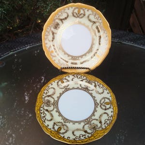 Noritake Maruki Teller, Brot- und Butterteller, Zweier-Set, Golddekor Auf Porzellan, 16,25 cm, 1930er Jahre Mark