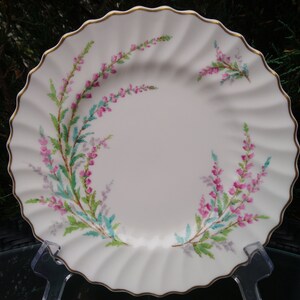 Vintage Royal Doulton &quot;Bell Heather&quot; Pattern, Signed P. Curnock, Discontinued 1941-1958, One Salad, Or Side Plate, Scalloped, Swirl Edge