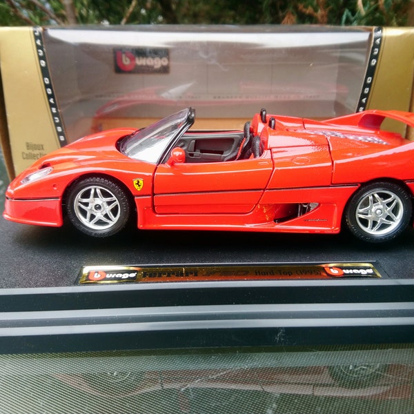 Bburago, Ferrari F50 Hard Top 1995, Bijoux Collection, 1/24 Scale Die Cast Metal Car, Openable Doors, Trunk, Red, Made In Italy, Collectible