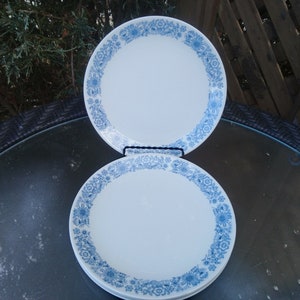 Royal Doulton, Cranbourne Pattern, Set Of Four Salad Plates, Discontinued 1967-1981, Blue Flowers, 8.25&quot; Diameter, English Translucent China