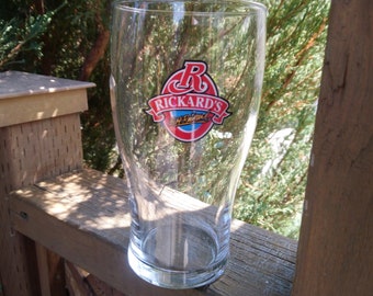 Rickard's Collectible Barware Glass, Drinking Glass, Red, Blue Label, Owned By Molson Coors Canada, Ricard's Red Glass, Vintage Beer Glass