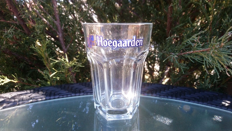 Vintage Hoegaarden .25L Capacity Belgian Hexagonal Wheat Beer Glass, Collectible Barware Glass, Belgium Beer, Vintage Barware image 2