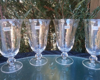 Schott Zwiesel Germany Dolce Vita, Four Crystal Labeled Iced Tea Glasses, Optic Bowl, Flared Rim, Short Ball Stem Barware Drinking Glasses