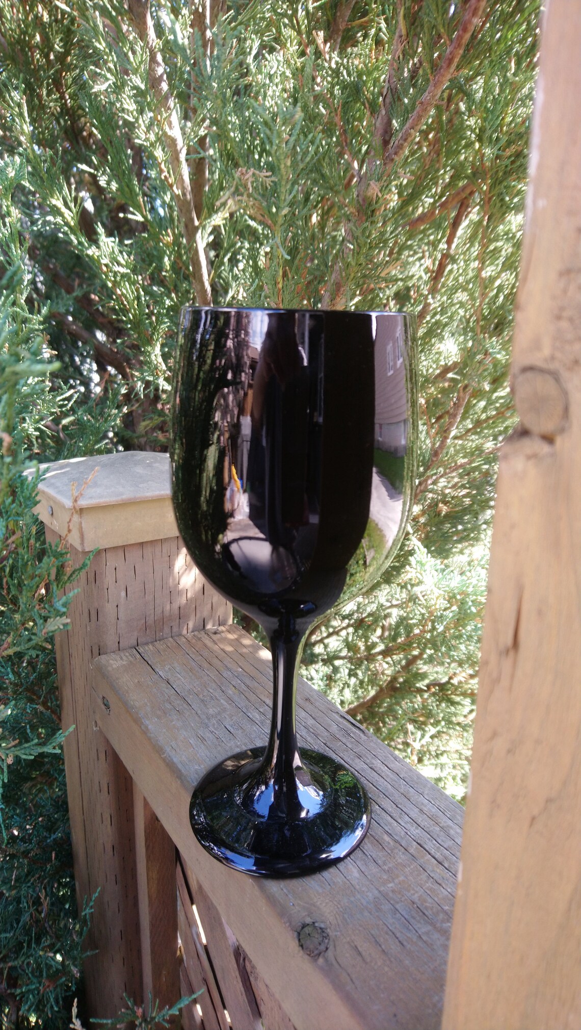 Set of Three Libbey Black Wine Glasses Barware Glasses Etsy