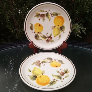 Johnson Brothers &quot;Summer Gold&quot; Pattern, Vintage 1979, Table Plus, Various Fruit Design, Smooth Texture, Two Side Plates, Or Bread Plates