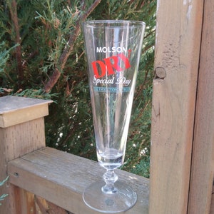Molson Special Dry &quot;The Evolution Of Beer&quot;, Footed Collectible Beer Glass, Barware Glass, Molson Glass, Lager Beer Glass, Vintage Barware