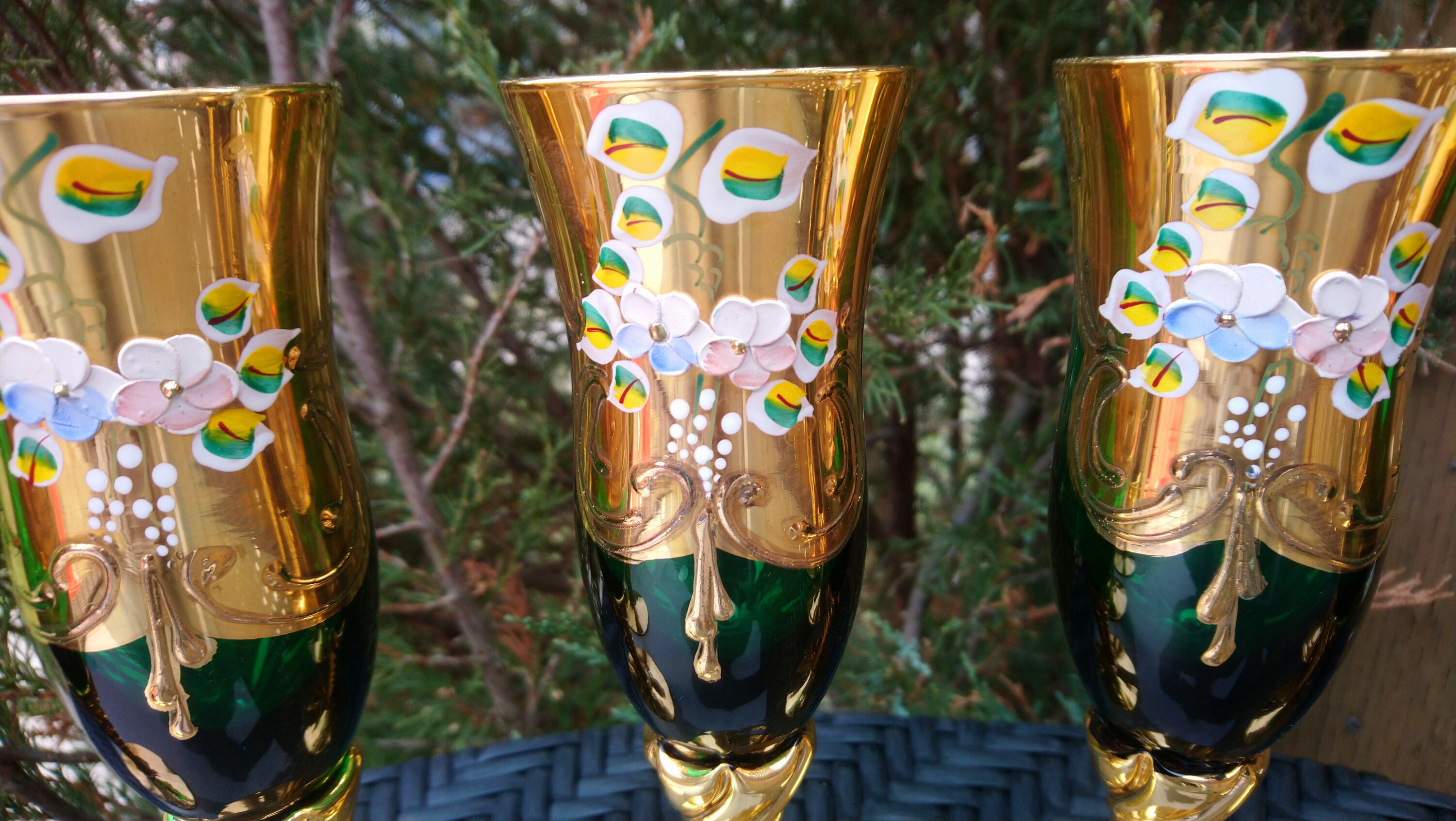 最新の激安 Vintage Murano, Tre Fuochi, Emerald Green Glass, 24K Gold 喫煙具・ライター