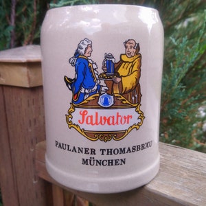 Salvator Paulaner Thomasbrau Munchen Collectible Vintage German Beer Ceramic Mug, Barware, Beer Stein, Drinking Mug, German Barware Stein