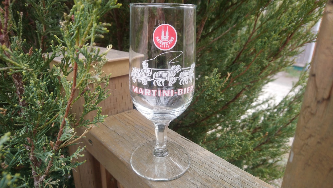 Martini Bier Vintage Collectible German Tulip Stemmed Beer Glass