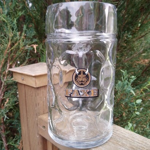 Faxe One Litre Danish Collectible Barware Large Beer Glass Mug, Beer Glass Barware Glass Denmark Beer Glass, Drinking Glass, Faxe Beer Glass
