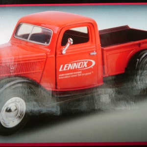 Crown Premiums Manufactured Exclusively For Lennox, 1937 Ford Pickup 1:24 Scale Die Cast Replica, Motor Max Metal Red Truck, Collectibles