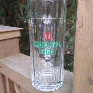 Gerstel Brau, &quot;Premium Schankbier&quot;, German Beer Glass, Beer Glass Mug, Barware Glass, Collectible, .3Litres, Vintage Barware