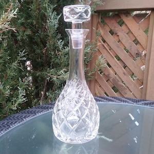 Vintage Mid Century Crystal Wine Decanter, Glassware, Glass Decanter, Barware Decanter, Bar Decor, Heavy Glassware, Cut Glass, Crystal Glass